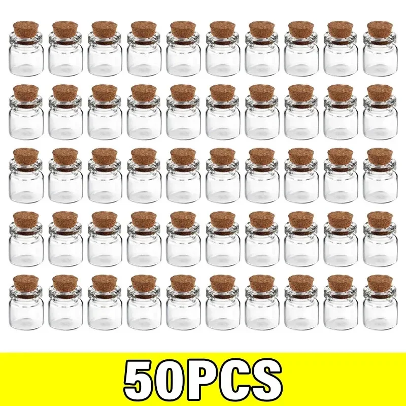 

Прозрачные стеклянные бутылочки с пробками, 10/100 шт