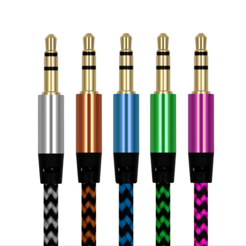 

Audio Cable Car Audio Cable Cord For Iphone Samsung Xiaomi 1m Nylon Aux Cable 3.5 To 3.5mm Jack