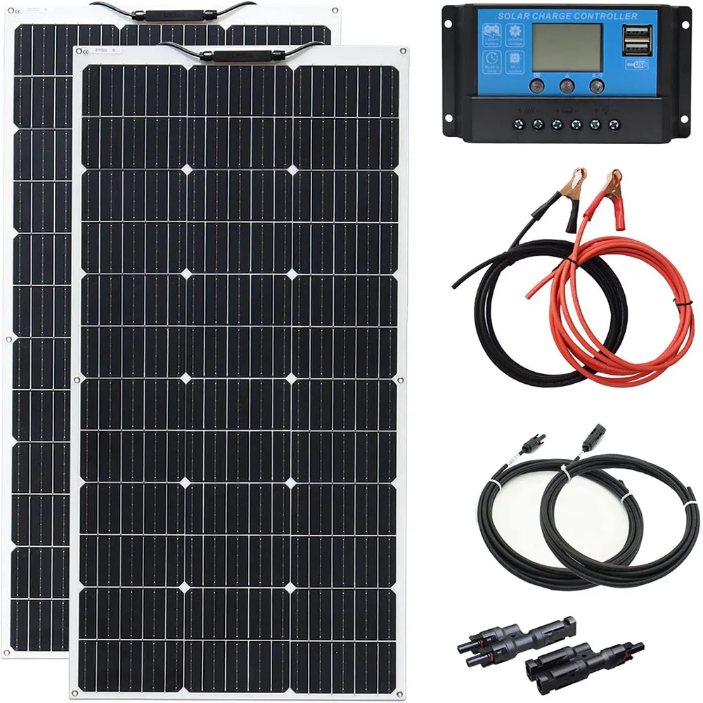 For Rv Boat Cabin Tent Car Trailer 12v Battery With Solar Controller