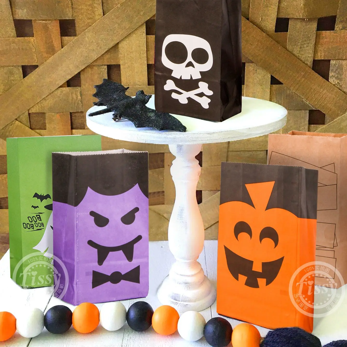

8Pcs Halloween Candy Bag Ghost Cat Pumpkin Bat Colorful Cookie Bags for Halloween Home Party Decorations Kid Gifts Holder Supply