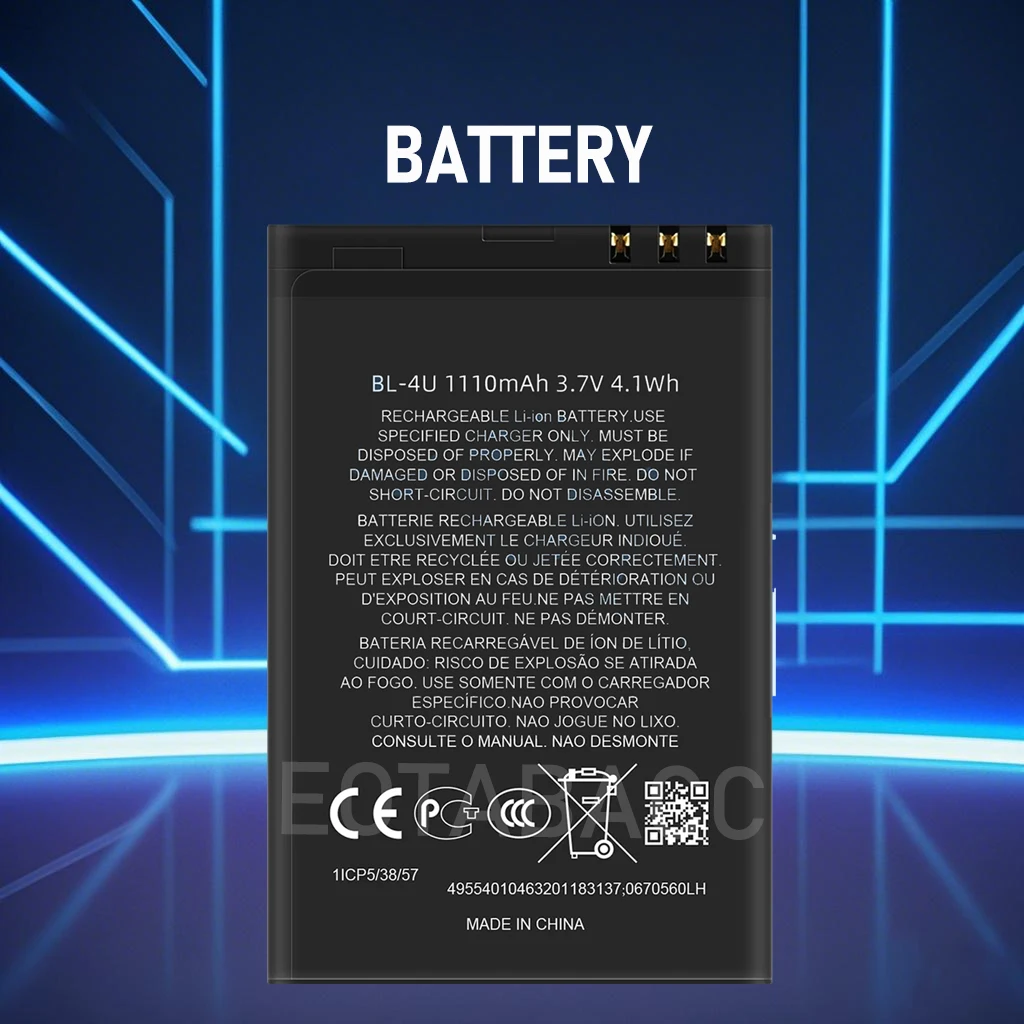 BL-4U аккумулятор 3,7 В 1000 мАч для Nokia E66 E75 301 C5-0306 5250 5530 5730 6212C 6600S аккумуляторы для мобильных телефонов (art.: 3920cf17ef40a) - 3920cf17ef40a