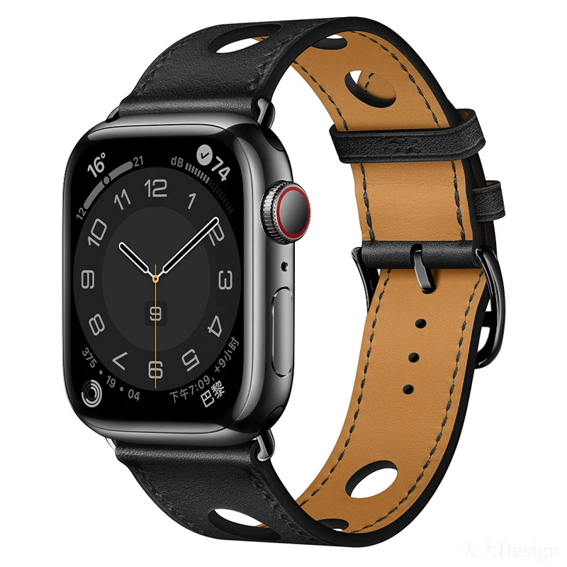 Ремешок из натуральной кожи для Apple Watch band Series 7 6 5 4, модный браслет для Iwatch correa 45 мм 41 мм 42 мм 38 мм 44 мм 40 мм