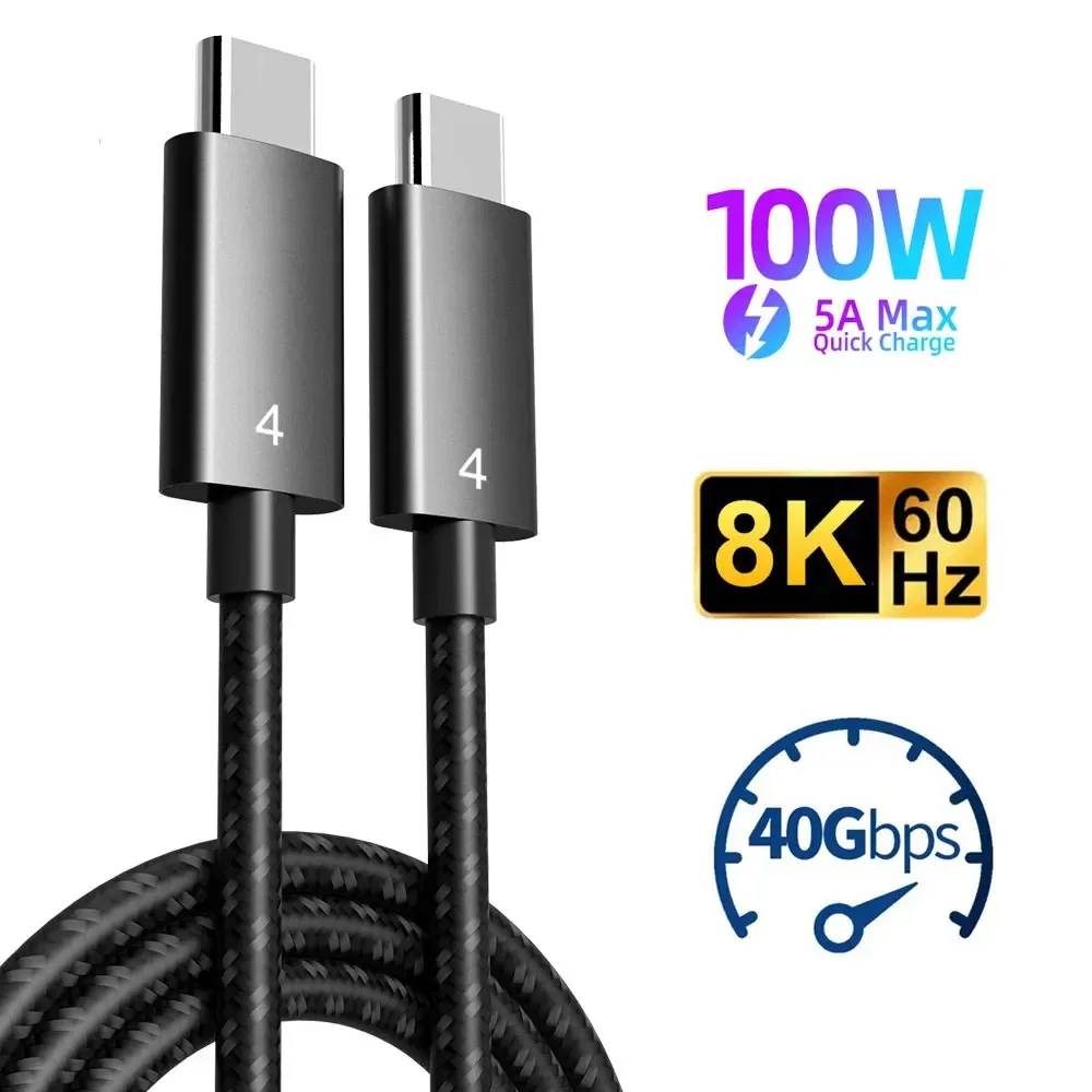 Кабель USB4 100 Вт 8K USB C для Thunderbolt 4 с поддержкой передачи данных 40 Гбит/с HDTV iPhone 15 14 Max