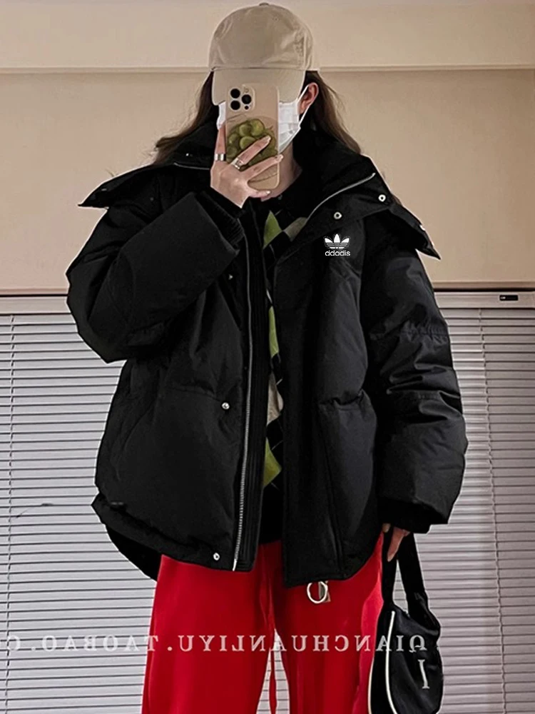 Dynamic Three‍Leaf Grass down Jacket Cotton-padded Clothes Women Winter 2024 New Hood Short Thickened Cotton-Padded Coat Prep...