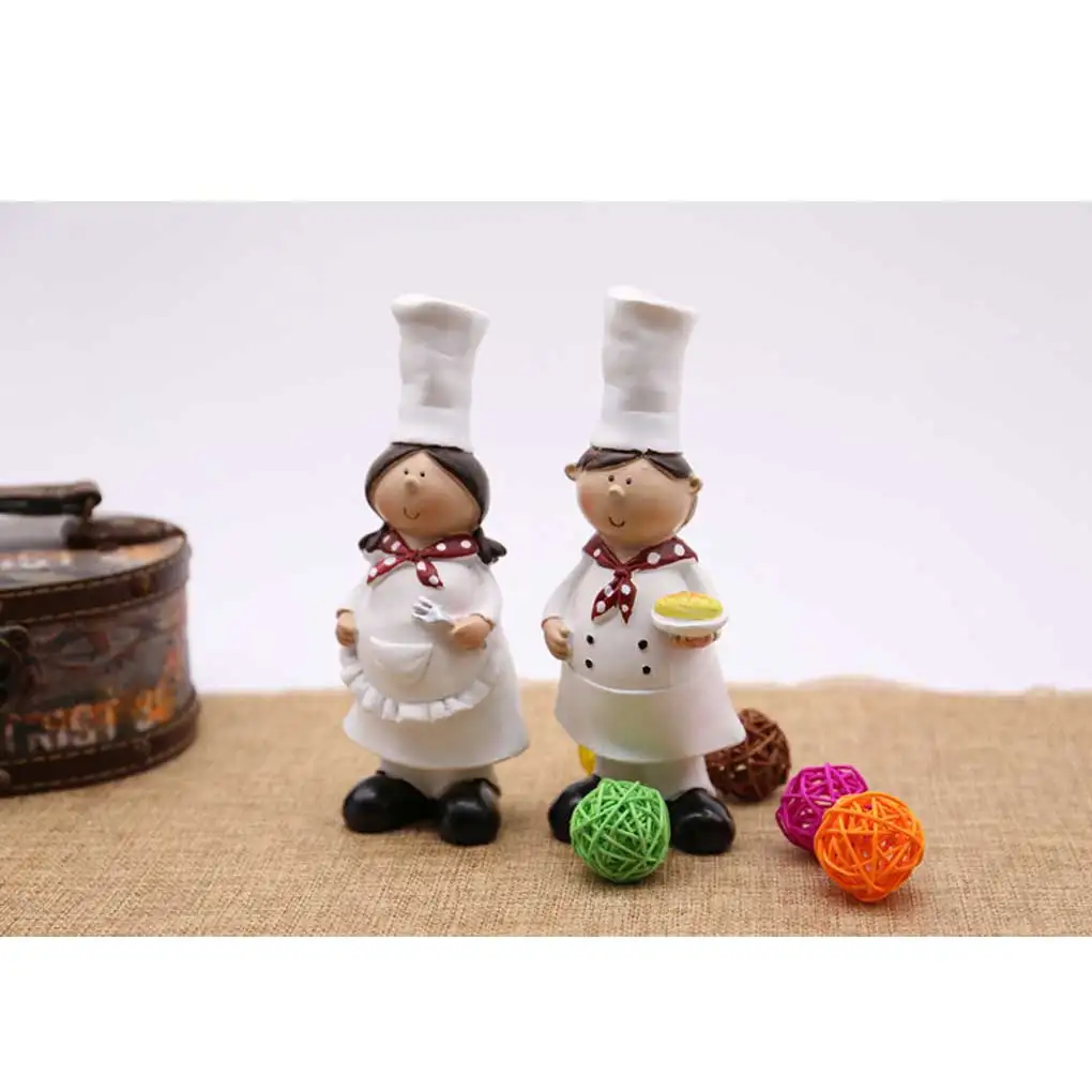

2pcs Chef Statue Chef Figurines Colorful Lightweight Cute Sculpture