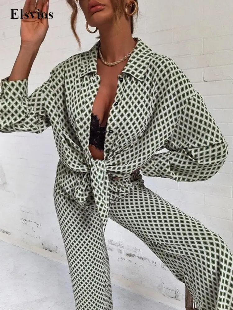 Женский офисный повседневный костюм с лацканами свободная блузка длинным