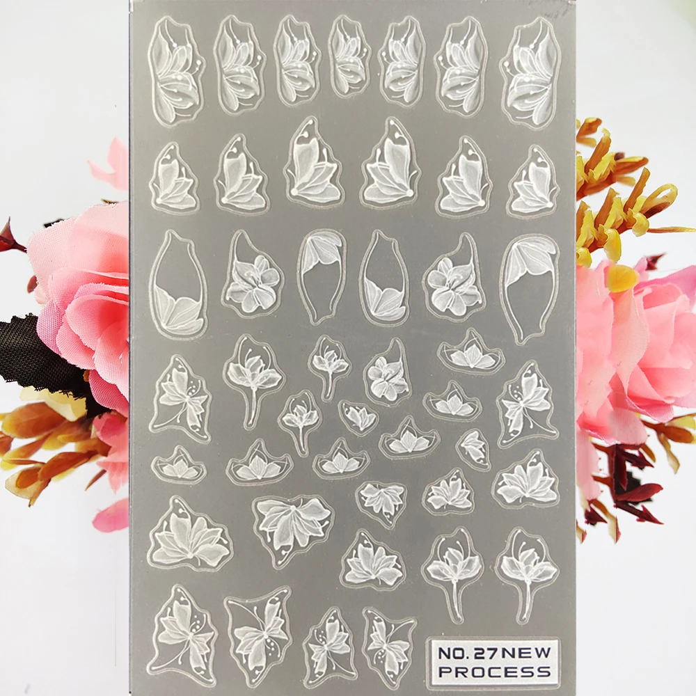 

Матовая 3D наклейка для ногтей, искусство, кристалл, Бабочка, цветок лотоса, тонкие плотные слайдеры, аксессуары для ногтей