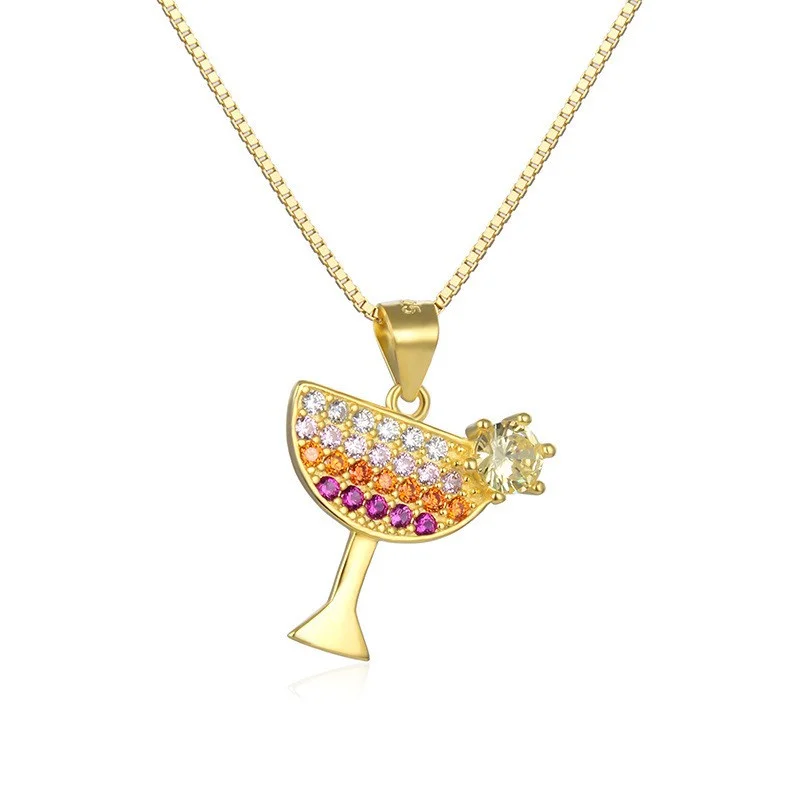 

Lefei ювелирные изделия 925 серебро модные роскошные милые золотые креативные ожерелья из циркония стеклянная чашка женское бриллиантовое свадебное ожерелье подарок