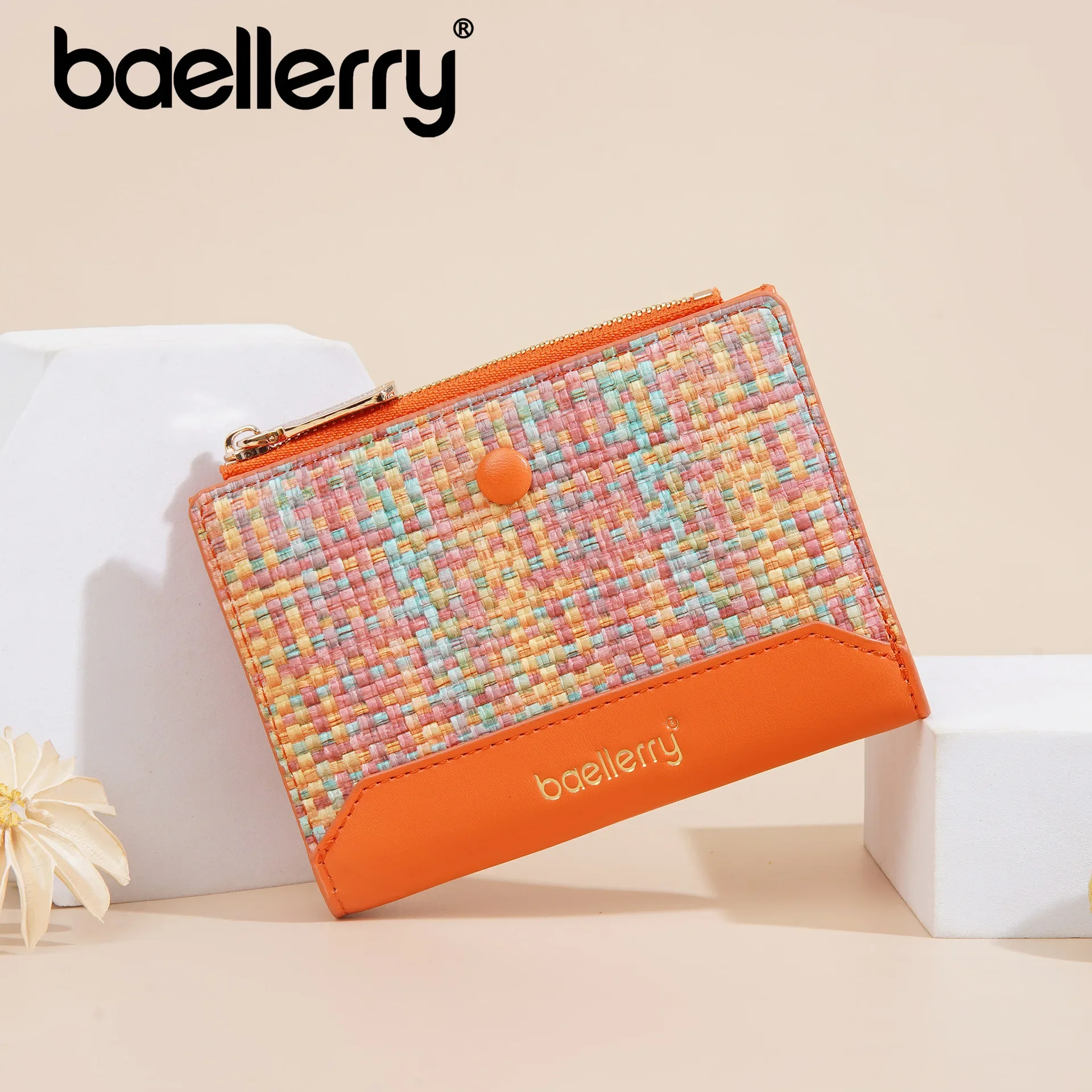 Цветной вязаный женский кошелек держатель для карт Складные портативные женские