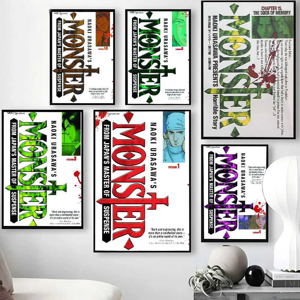 N-Naoki Urasawa S Monster Anime Classic Vintage Poster Paper Print Home Living Room Bedroom Entrance Bar Cafe Art Painting Decor