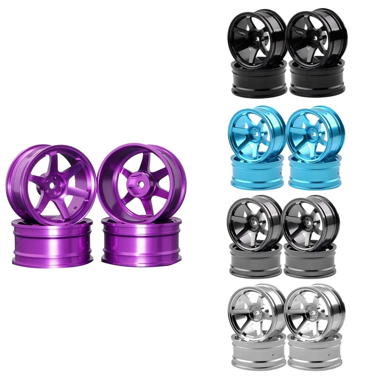 

6 Spoke 4P Aluminum Alloy RC Car Parts Wheel Rim For RC 1/10 On-Road 1052 Drift Sakura TE37+ Purple