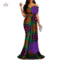 2022 african traditional wear for women bazin riche ladies dresses for party and wedding prom lady print robe vestidos wy4378