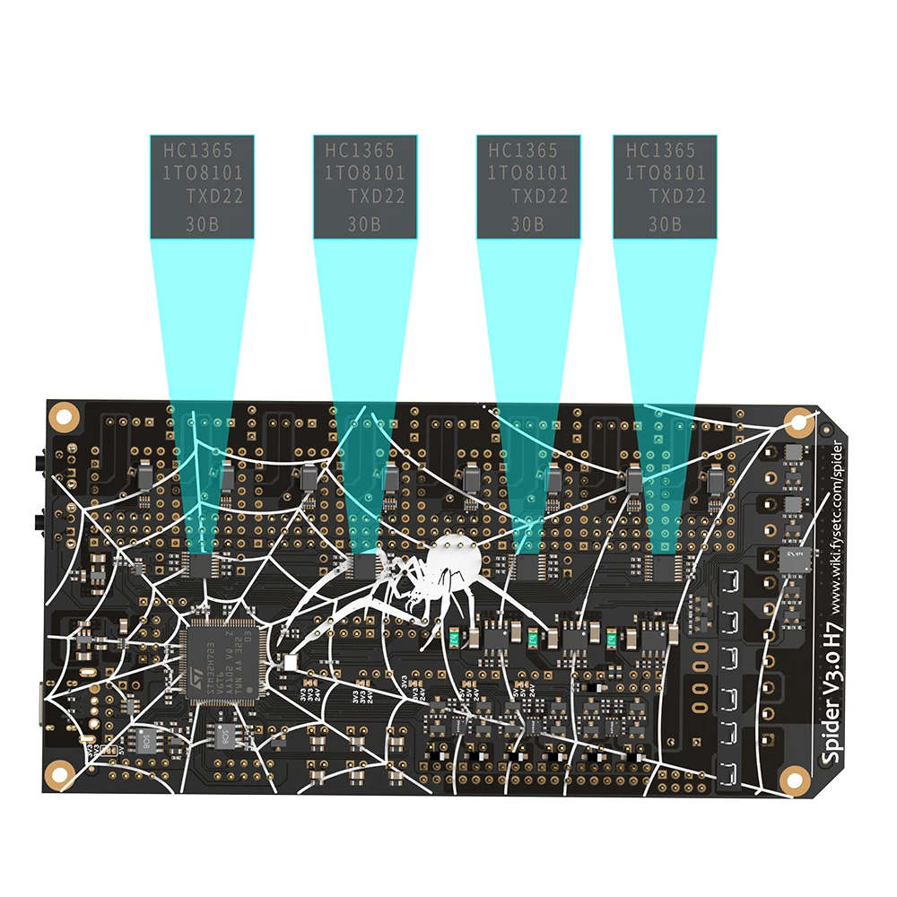 Фото FYSETC Spider V3.0 H7 32-битная материнская плата привода 24 В/48 В дополнительная плата питания 8-осевая TMC5160T TMC2209 Высокоскоростная для Voron №4