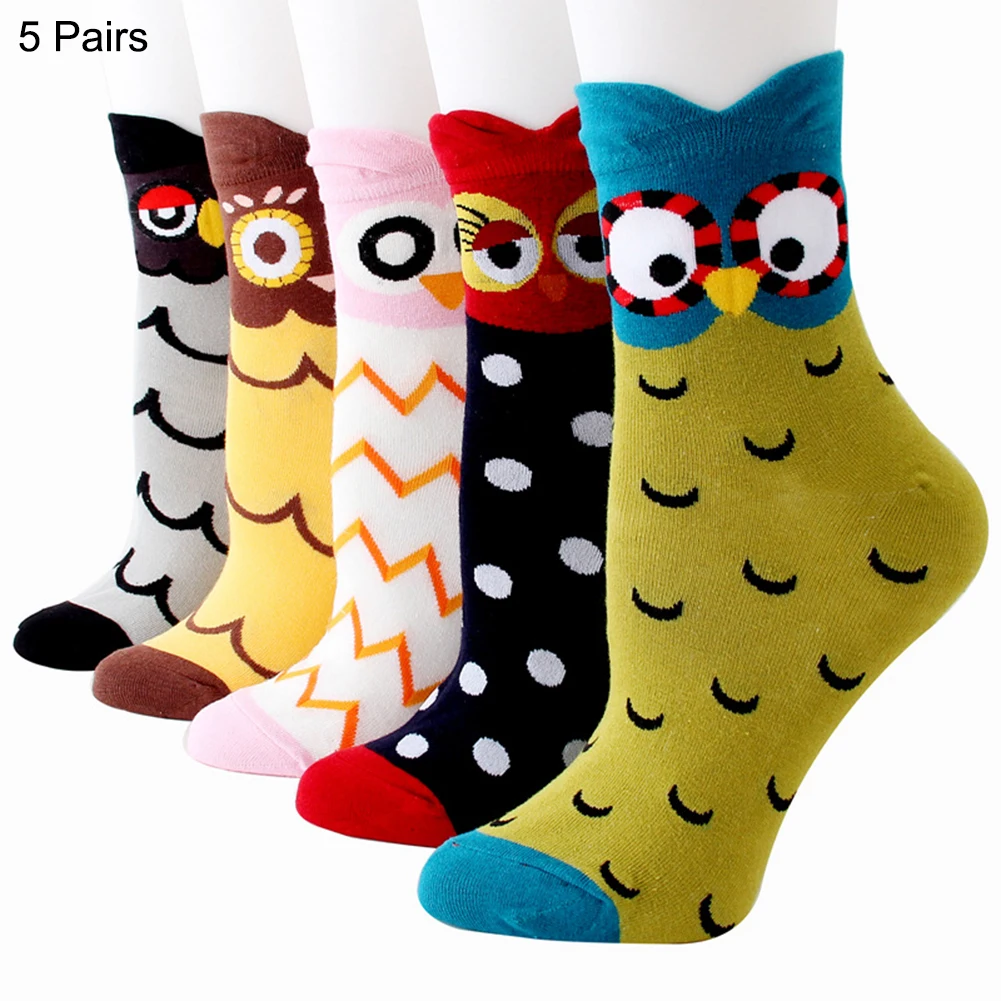 

5 Pairs Female Socks Cotton Funny Animal Pattern Socks Cute Cat Monkey Bunny Banana Women Socks Novelty Socks Autumn Winter