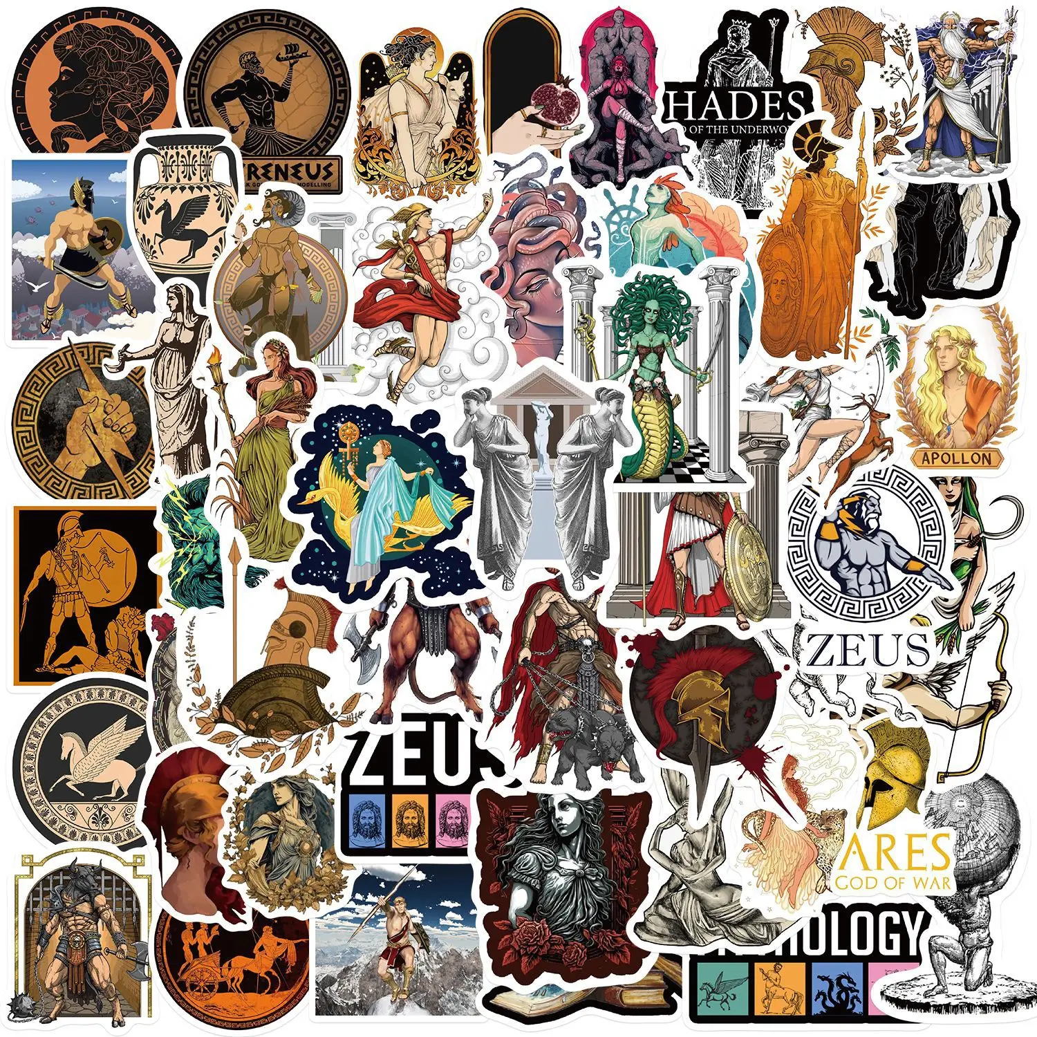 

50Pcs Greece Mythology Aesthetics Graffiti Stickers Ornament Motorcycle Guitar Stationery Skateboard Decal toys child Gift