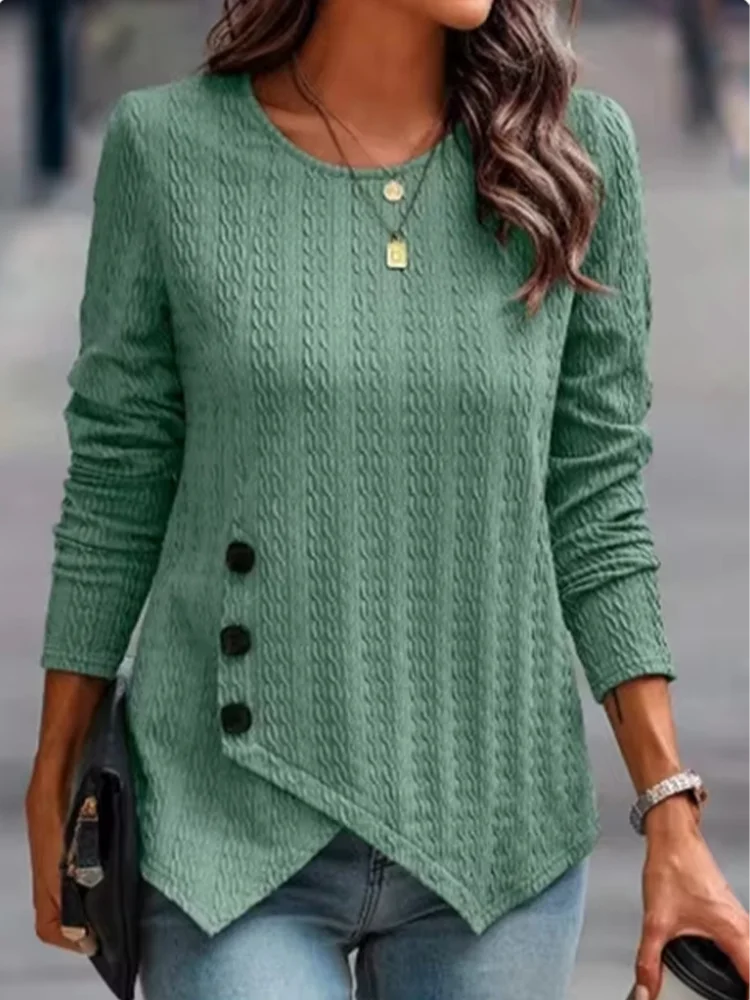 Женский топ с длинным рукавом и круглым вырезом