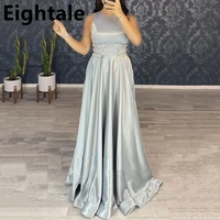 eightale silver evening dresses long luxury 2022 celebrity a line hollow rhinestone elegant dress women for wedding party