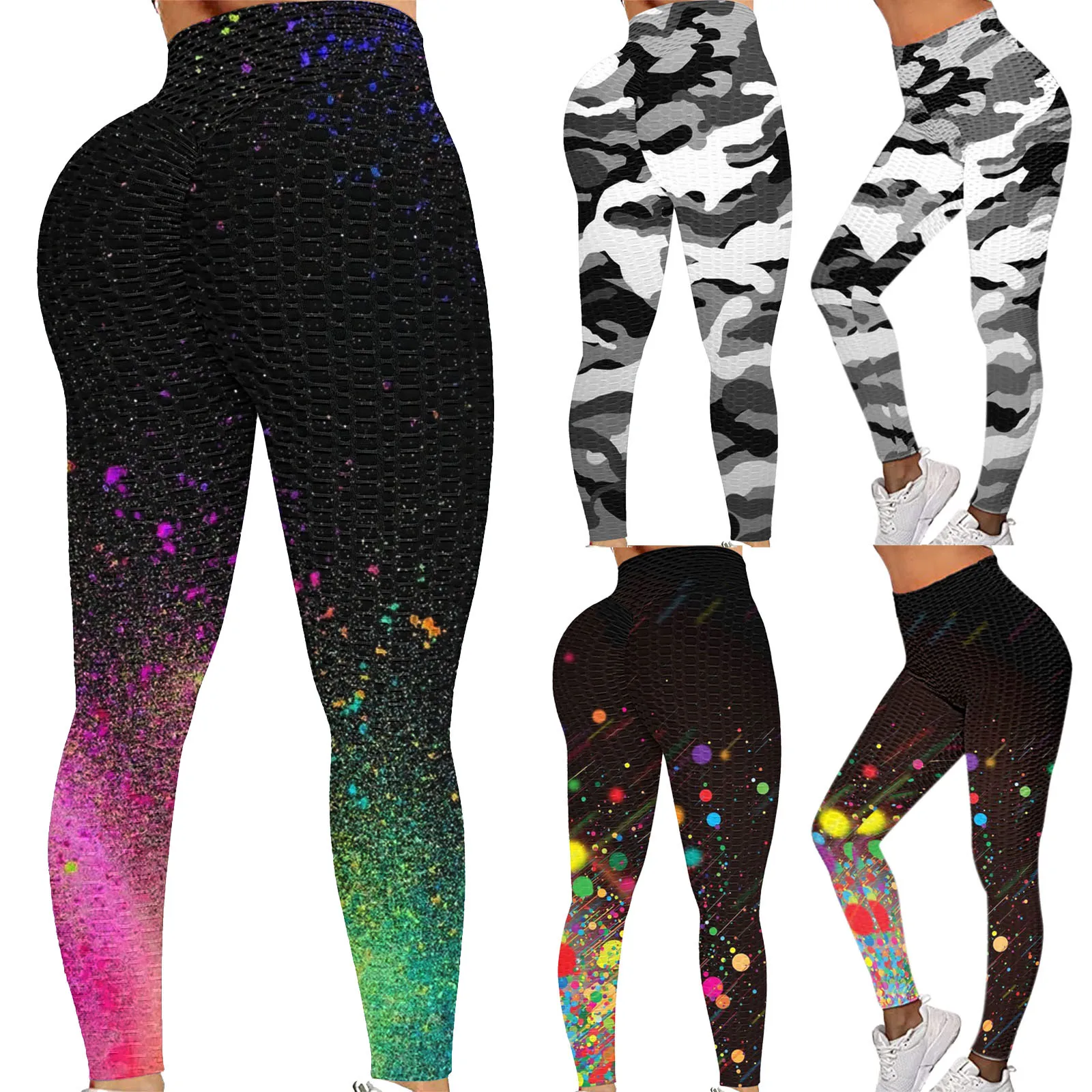 

Женские камуфляжные бесшовные леггинсы, спортивные облегающие эластичные леггинсы с высокой талией для тренировок и фитнеса