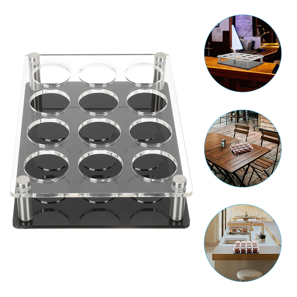 

Acrylic Shot Glasses Tray Shot Glasses Serving Holder Shot Glasses Display Tray(12 Holes)