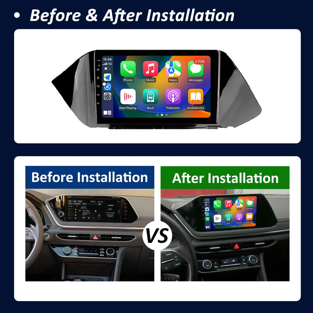 Android 14, автомобильный радиоприемник, мультимедийный плеер для Hyundai Sonata DN8 2019 2020, 4G, GPS-навигация, Wi-Fi, IPS-экран, автоинструменты (art.: 3920cd0674dfc) - 3920cd0674dfc
