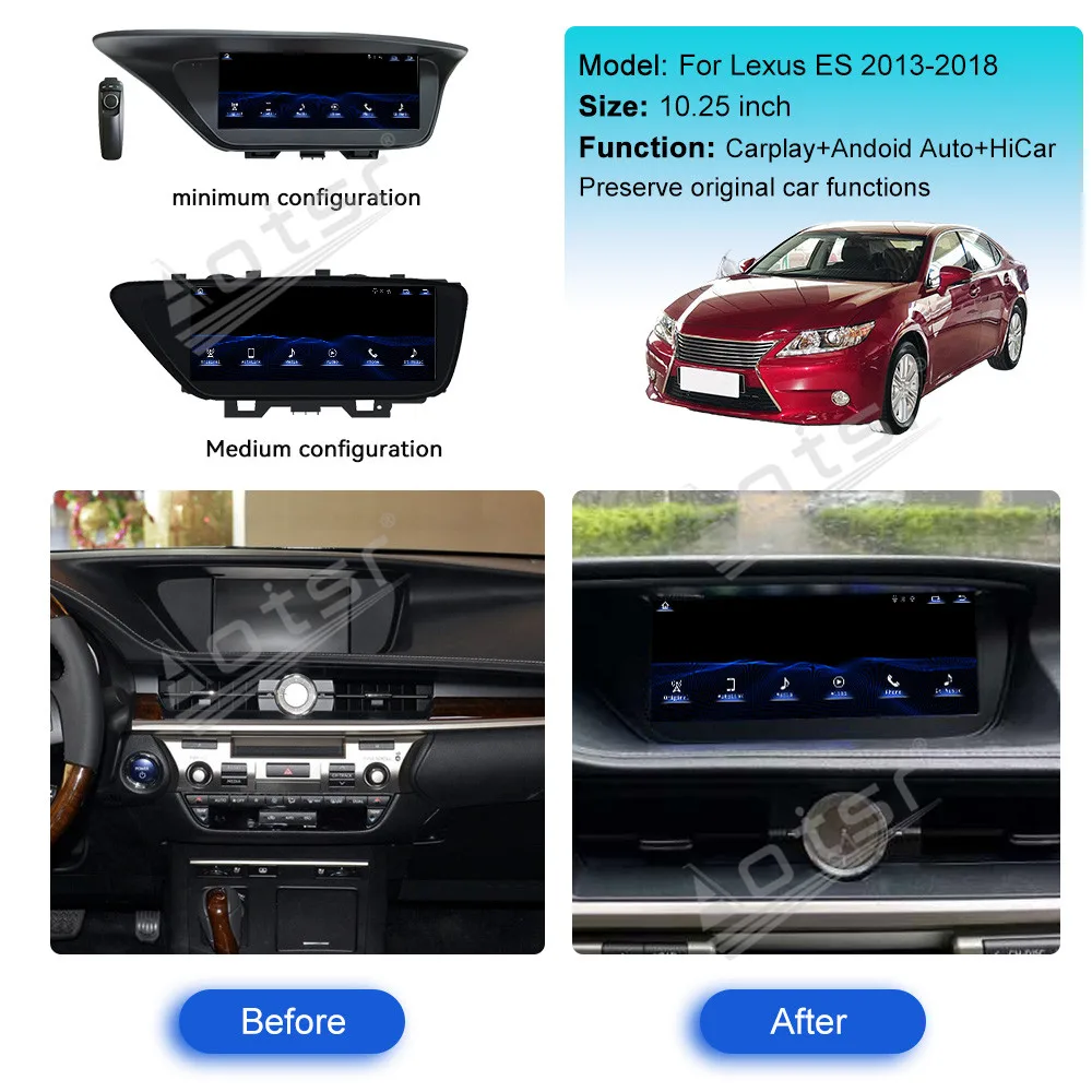 Автомобильный мультимедийный плеер 10 25 дюйма для Lexus ES 2013-2018 Android авто Carplay HD