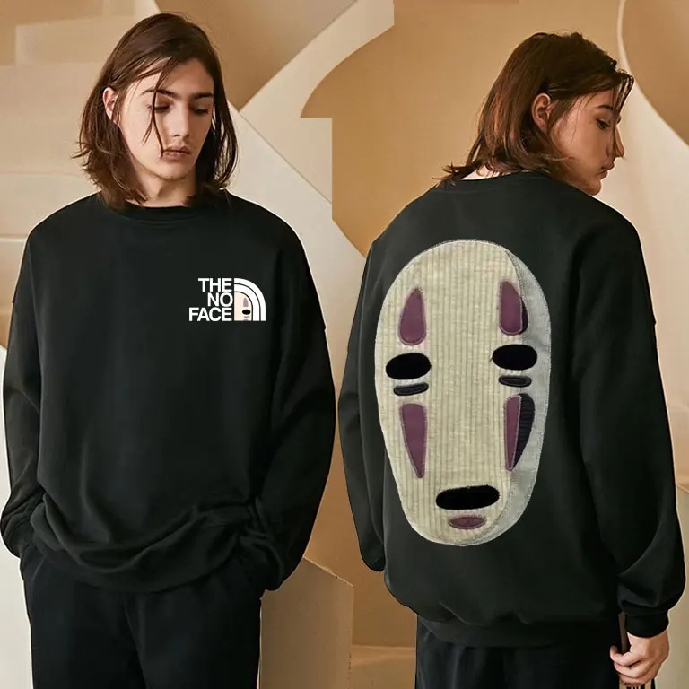 

Anime No Face Man Double Sided Print Sweatshirt Unisex Clothes Manga Harajuku Sweatshirts Men Fashion Hip Hop O-Neck Pullover