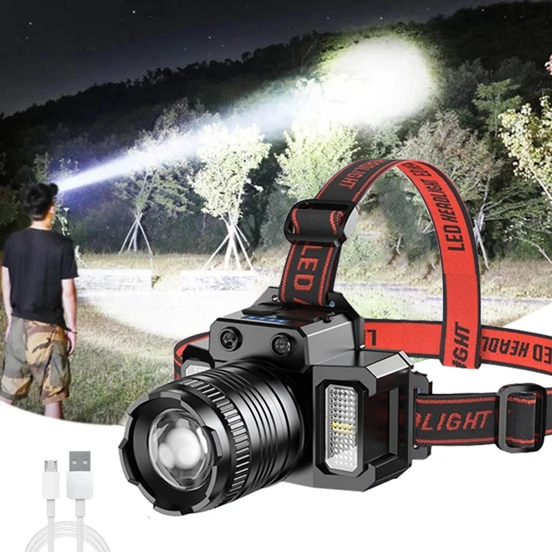 

IR Sensor Headlamp Super Powerful LED Headlight Rechargeable High Power Head Flashlight Fishing Lantern 800M Long Shot Head Lamp