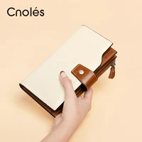 cnoles women wallets purse clutch bag brand designer large capacity multifunction cowhide card holder long female coin purse