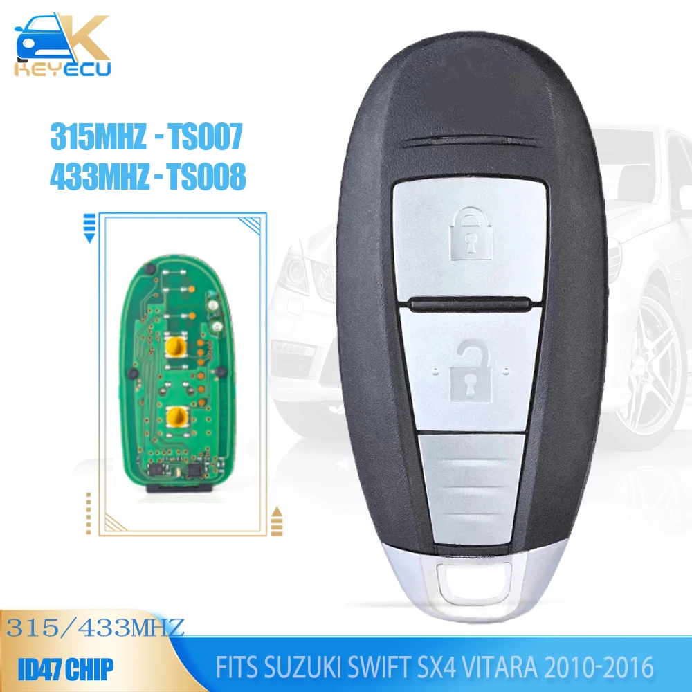 

KEYECU OEM 2 кнопки смарт-ключ карты 315 МГц/433 МГц PCF7952X ID47 чип для Suzuki Swift SX4 Vitara 2010-2015 FCC: TS007/TS008