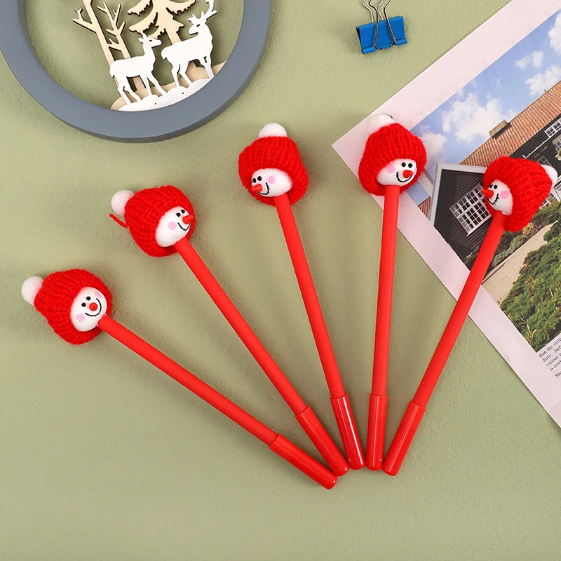 

Милые Мультяшные рождественские кавайные гелевые ручки, пластиковые гелевые ручки с милым снеговиком и улыбающимся лицом, канцелярские товары для школы и офиса