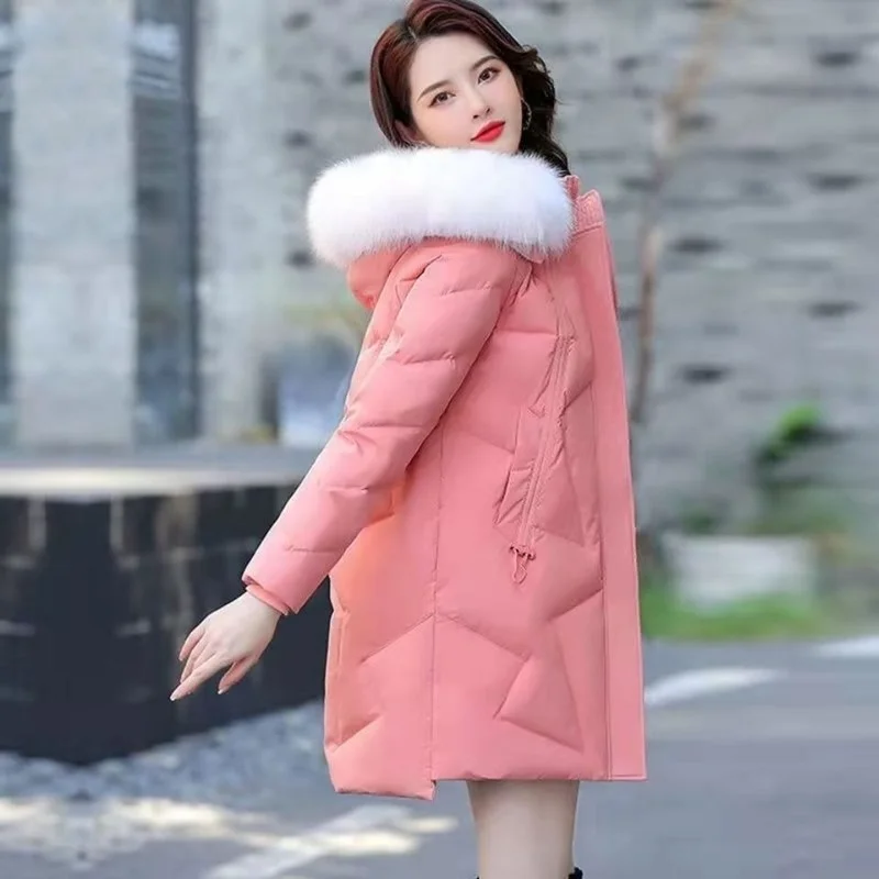 

Women's Hooded Winter Jacket Ladies Parka Warm Thick Down Cotton Coats Female Loose Outerwear Fashion Clothing 2022 New E515