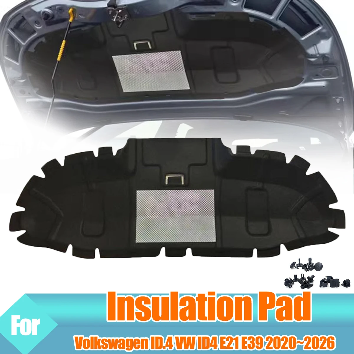

Передняя изоляционная накладка на капот двигателя, звуковой тепло, хлопковый звукоизоляционный коврик, огнестойкий чехол для Volkswagen ID.4 VW ID4 E21 E39 2020 ~ 2026