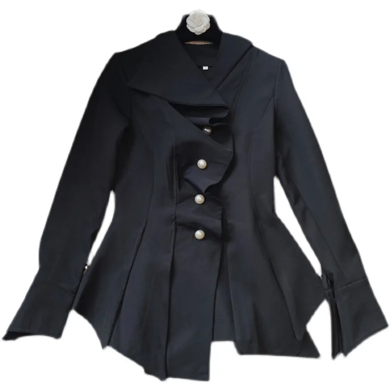 

GetSpring Женский блейзер с бисером однобортный женский костюм с длинным рукавом Белый Черный винтажный Универсальный женский жакет осень