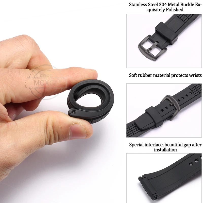 26mm Silicone Watch Band Suitable for SEIKO VELATURA/SRH Series SPC007 Men' Sports Waterproof Rubber Strap Watch Accessories