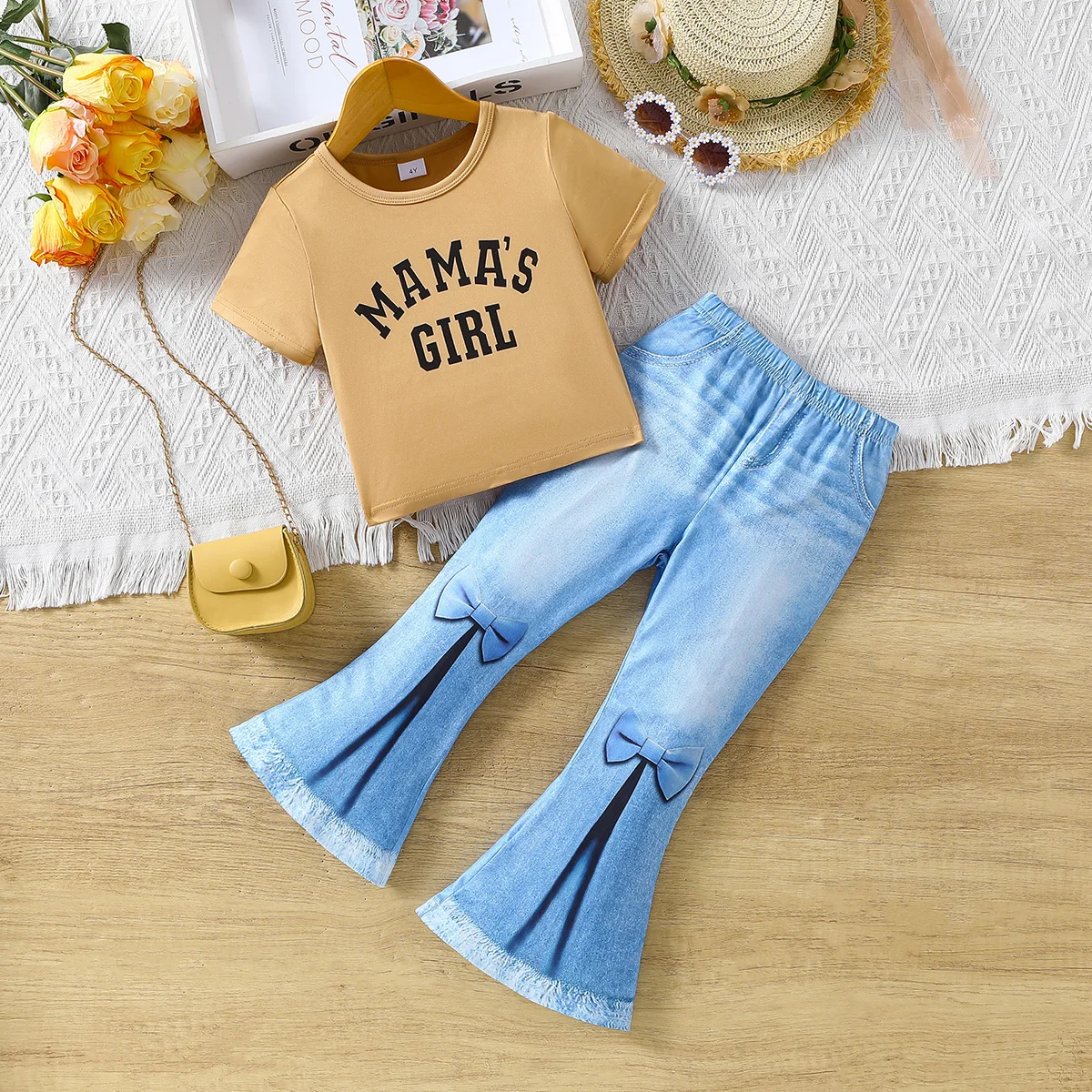 Комплект Из 2 Предметов Для Девочек: Топ С Круглым Вырезом И Короткими Рукавами