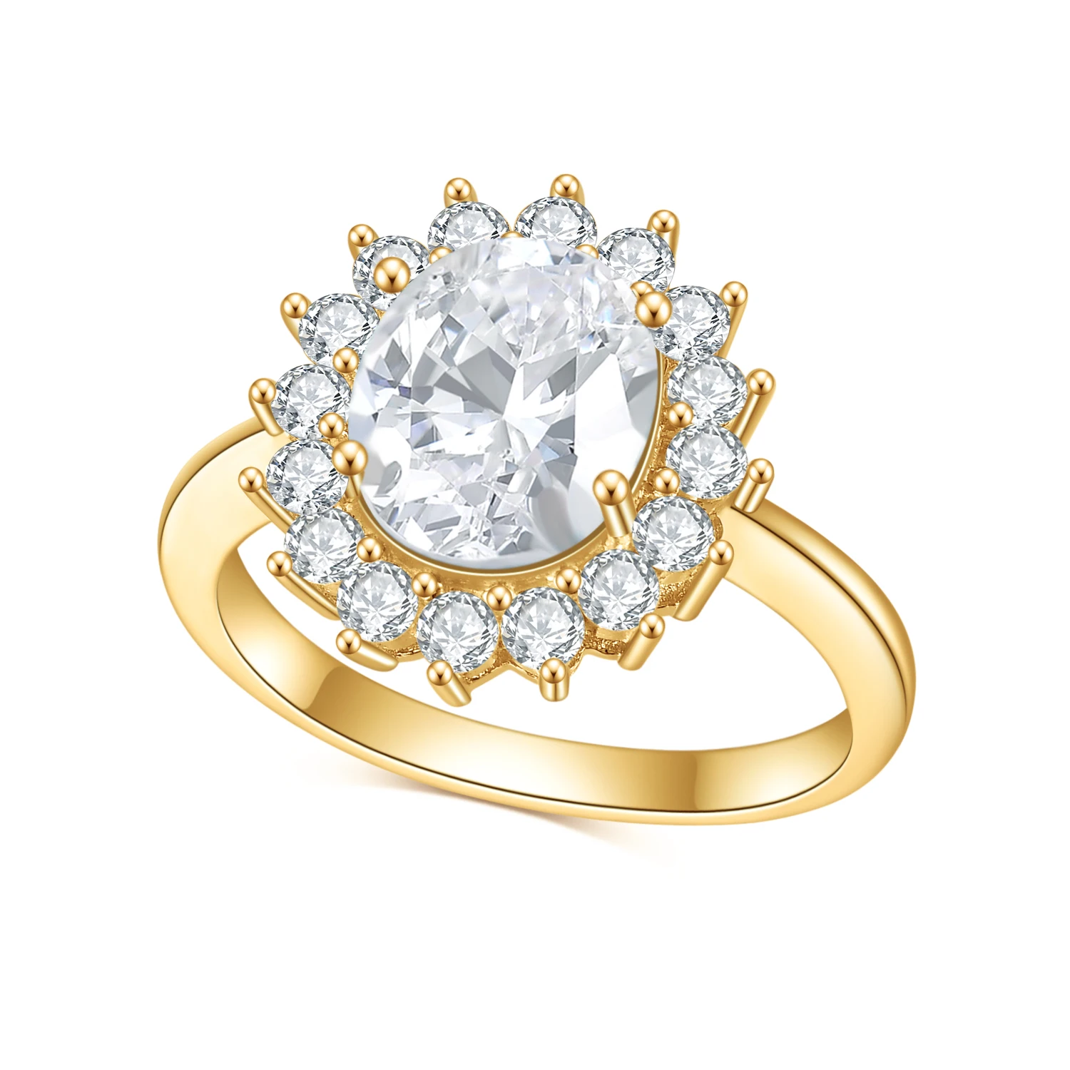 

GEM'S BALLET AU750 585 14K 10K 18K Gold 925 Silver Bridal Ring Vintage Style 3.0CT Oval Cut Halo Moissanite Engagement Rings