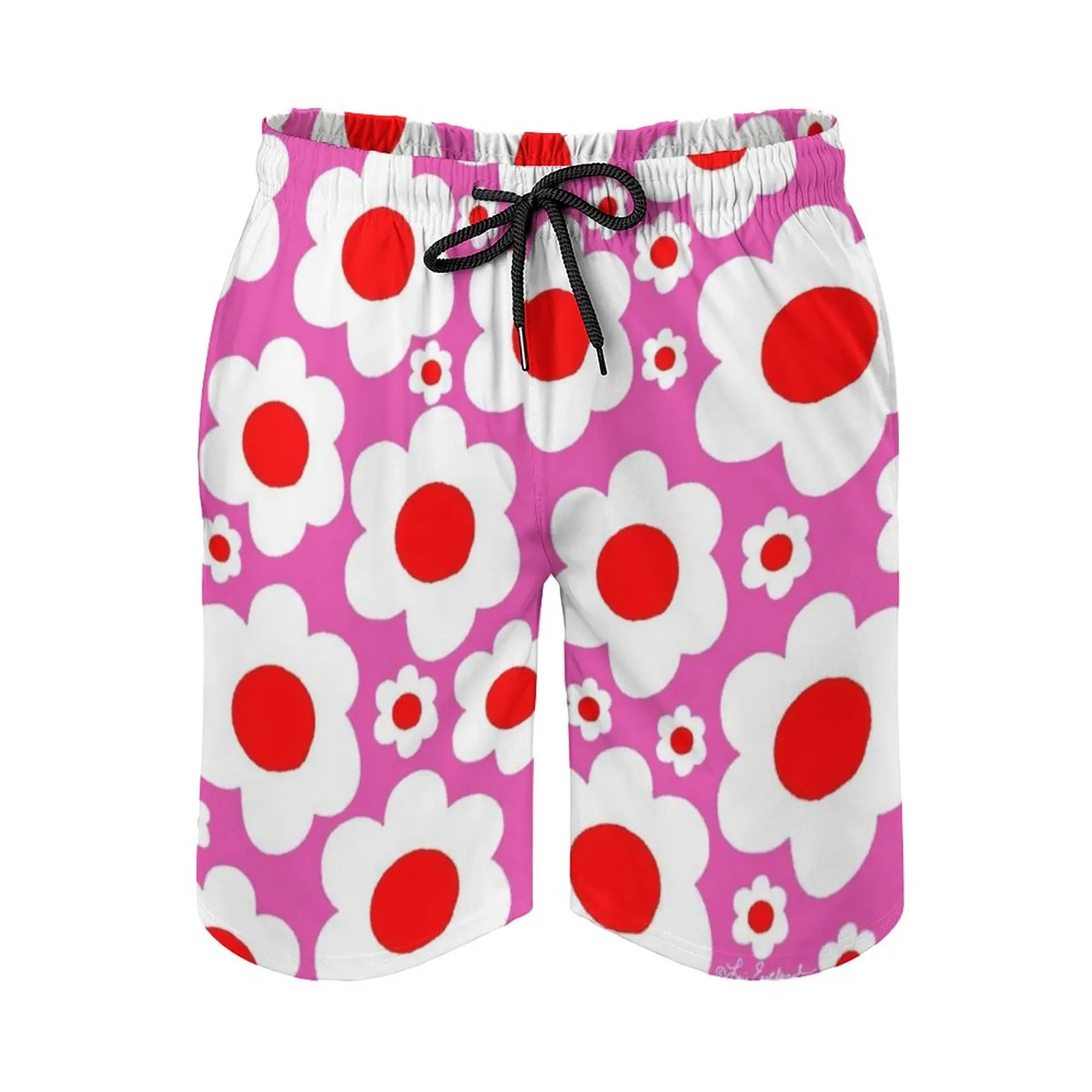 

Retro 60'S Bright Pop Flowers Men's Beach Shorts Quick Dry Travel Swimsuit Trunks Surf Pants Sports Pants Retro Vintage