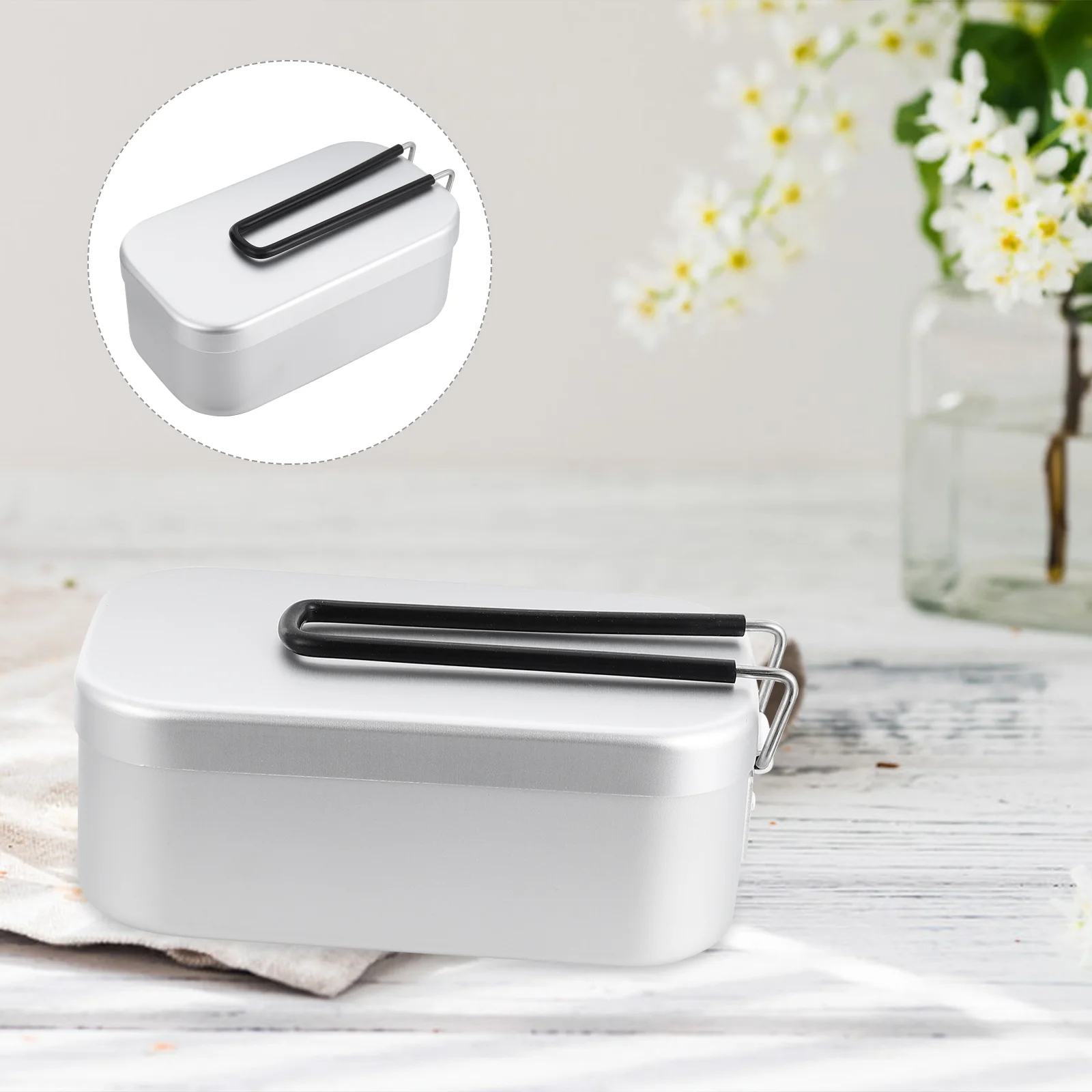 

Box Bento Container Lunch Metalcamping Meal Tier 1 Alloy Lunchbox Packing Storage Topping Salad Freezer Divided Prep School