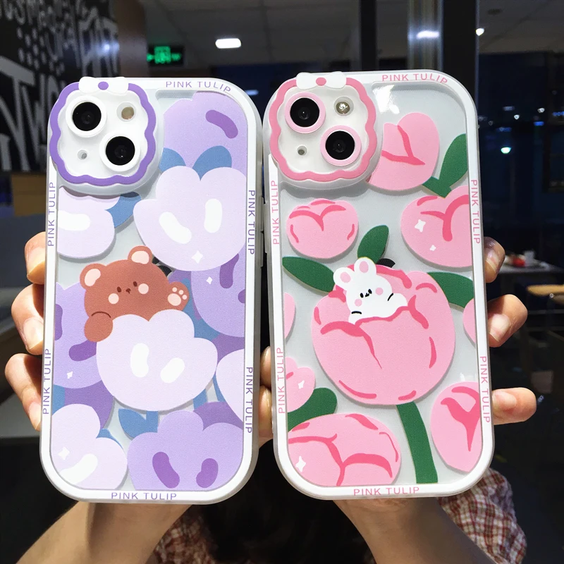 Прозрачный чехол для телефона с мультяшными фруктами и цветами iPhone 13 11 12 Pro Max XS X XR