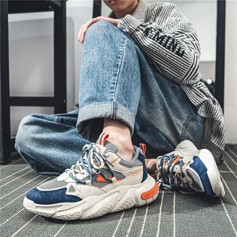 Мужские дышащие кроссовки повседневная спортивная обувь на платформе для бега и