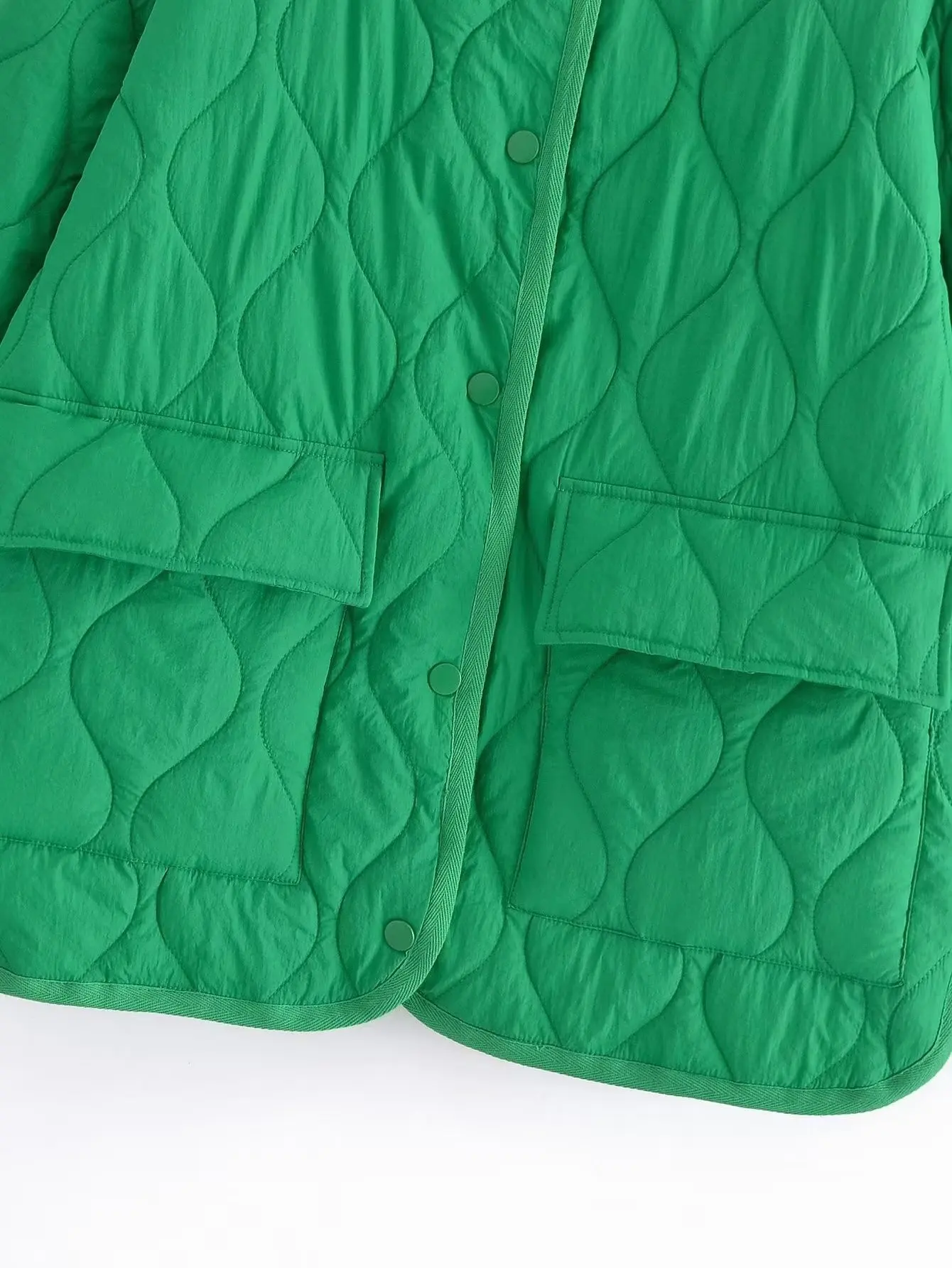 SLTNX Winter Women's Quilted Jacket Coat Solid Long Sleeve O-Neck Jackets Women Single Breasted with Pockets Loose Warm Coats