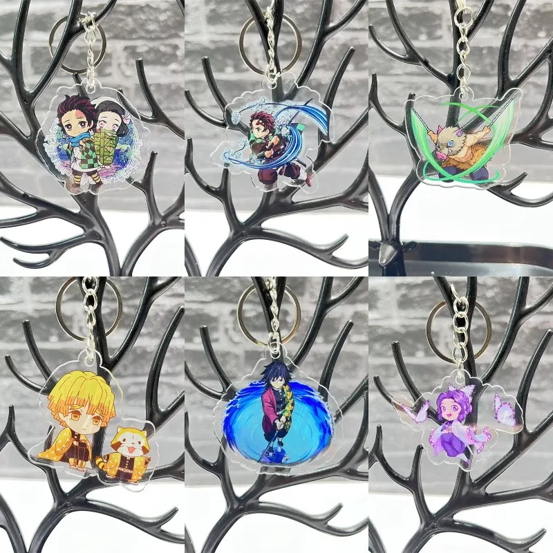 

Anime Demon Slayer Kimetsu No Yaiba Tomioka Giyuu Cosplay Key Chain Acrylic Figure Nezuko Keychians Cute Bag Keyrings Fans Gift