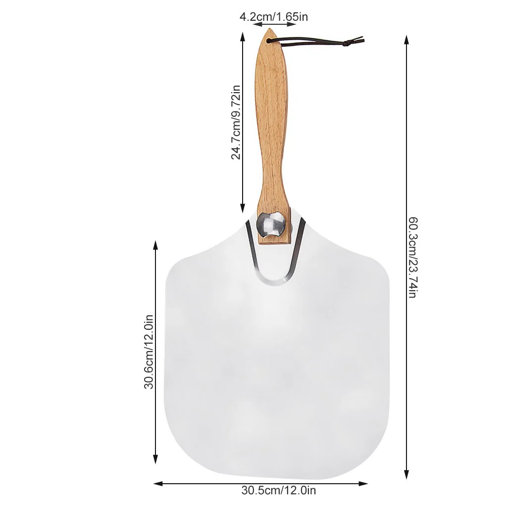 

Folding Pizza Paddle Peel Aluminum Metal Spatula Wood Handle Scraper for Baking Bread Pie