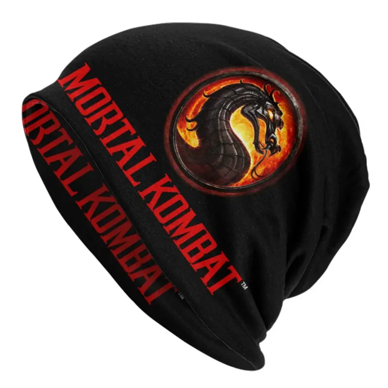 

Mortal Kombat Logo Skullies Beanies Caps Unisex Winter Warm Knitted Hat Adult Sub Zero Scorpion Fighting Game Bonnet Hats Cap