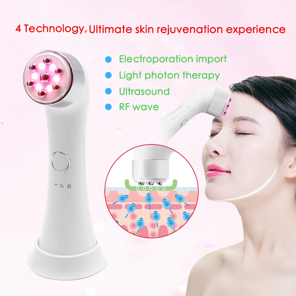 Multifunction LED Photon Therapy High Vibration EMS Heating Massage Face Eye Massager Skin Lifting Anti-Wrinkle SPA Facial Tool