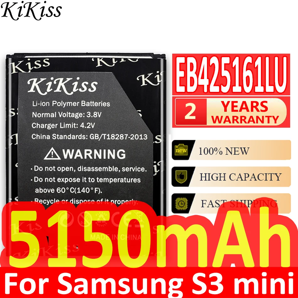 

Аккумулятор KiKiss для SAMSUNG EB425161LU, батарея для Samsung Galaxy S3 Mini S3mini I8190 I699 Ace 2 Ace2 I8160 S7562 S7562I S7568