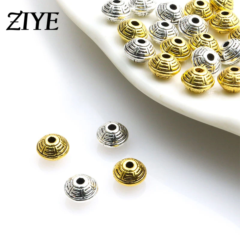 

10pcs Antique Gold Color Tibetan Oval Loose Spacer Beads Two Side Alloy Small Hole Beaded Charms for DIY Jewelry Making Findings