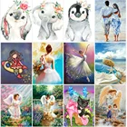 Алмазная 5d-картина сделай сам, с изображением пейзажа, мультяшной девушки, ангела, животных, кошки, кролика, полная вышивка, мозаика для домашнего декора стен