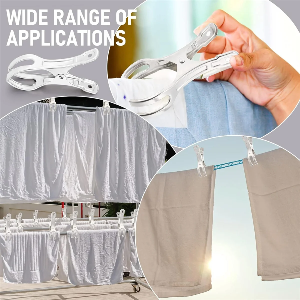 30 Pcs 4.5 Inch Stainless Steel Pool Cover Clips Clamps Jumbo Metal Swimming Winter