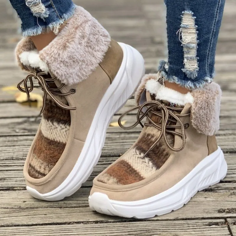 

2024 New Womens Fleece Warm Snow Boots Winter Designer Plush Fluffy Sneakers Platform Casual Shoes Winter Faux Fur Chelsea Boots
